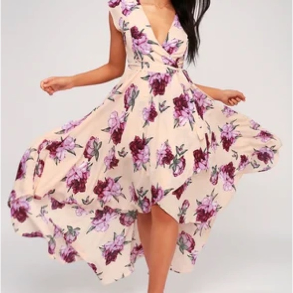 NWT Lulus French Countryside Blush Floral Print High-Low Dress